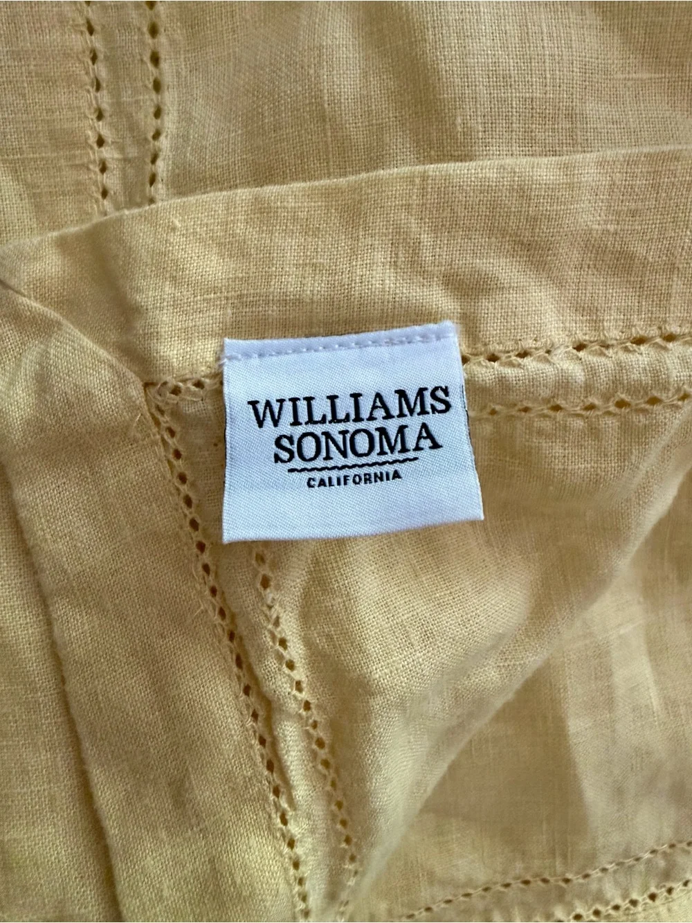Williams Sonoma Yellow Linen Table Runner Hemstitch